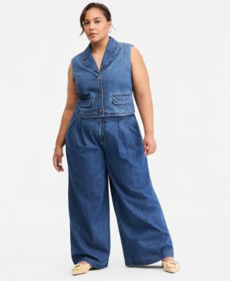 On 34th Trendy Plus Size High-Rise Pleated Wide-Leg Jeans, Macy's Exclusive - Seal Beach | Macy's