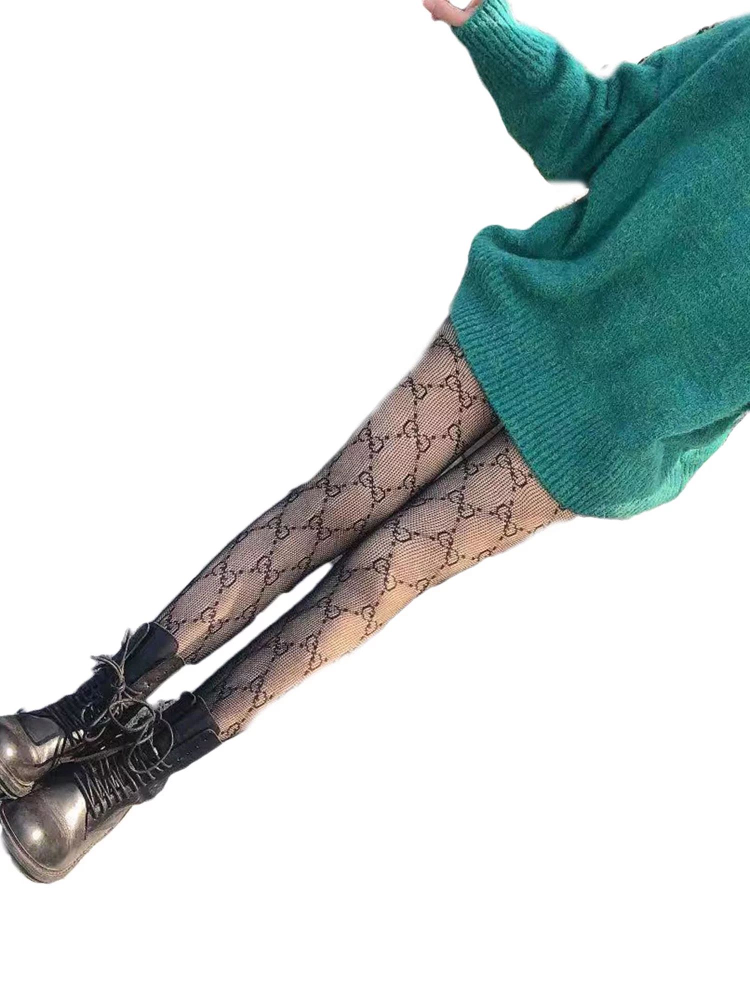 Diconna Women's Double G Letter Fishnet Stockings Tight Thin Transparent Mesh Tights Waist Black ... | Walmart (US)