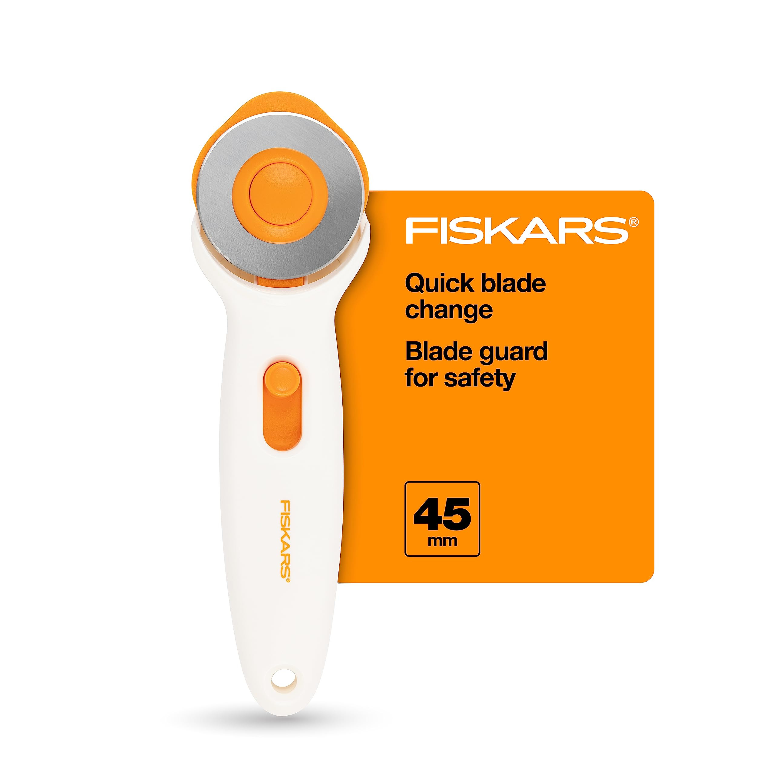 Fiskars 45mm Rotary Cutter for Fabric, Premium Steel Stick Fabric Cutter Cuts Through Multiple La... | Amazon (US)
