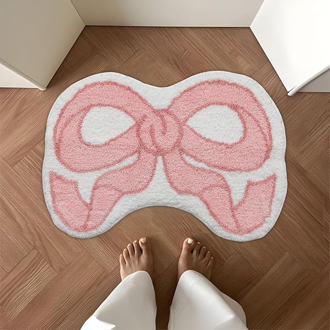 Coquette Bow Rug Pink Bath Mat Bathroom Rugs, Non Slip Cute Bath Rugs Microfiber Plush Bow Decor,... | Amazon (US)