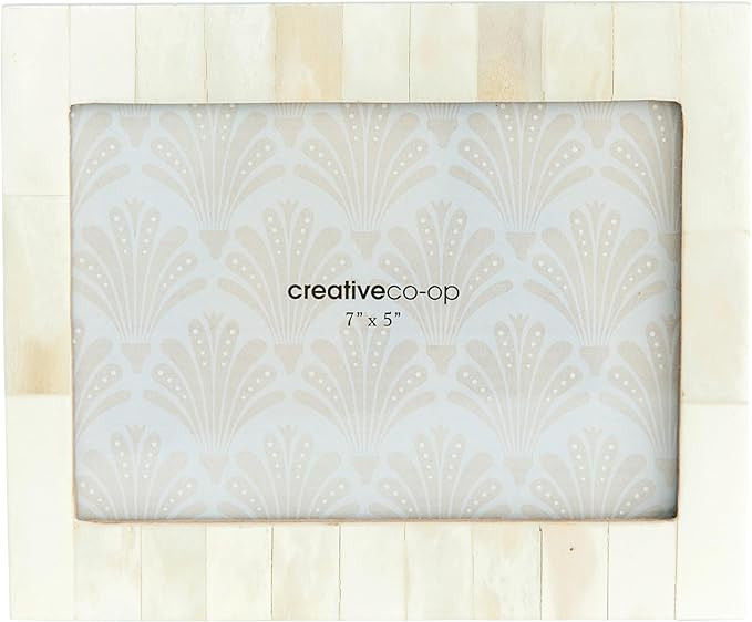 Creative Co-Op White Resin Photo Frame with Beige Accents (Holds 5" x 7" Photo) | Amazon (US)