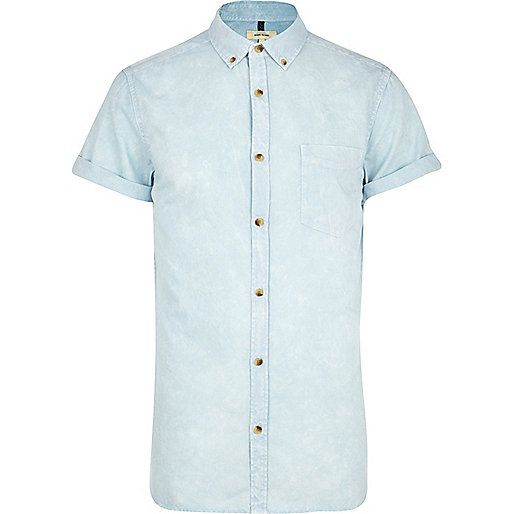 Light blue acid wash Oxford shirt | River Island (UK & IE)