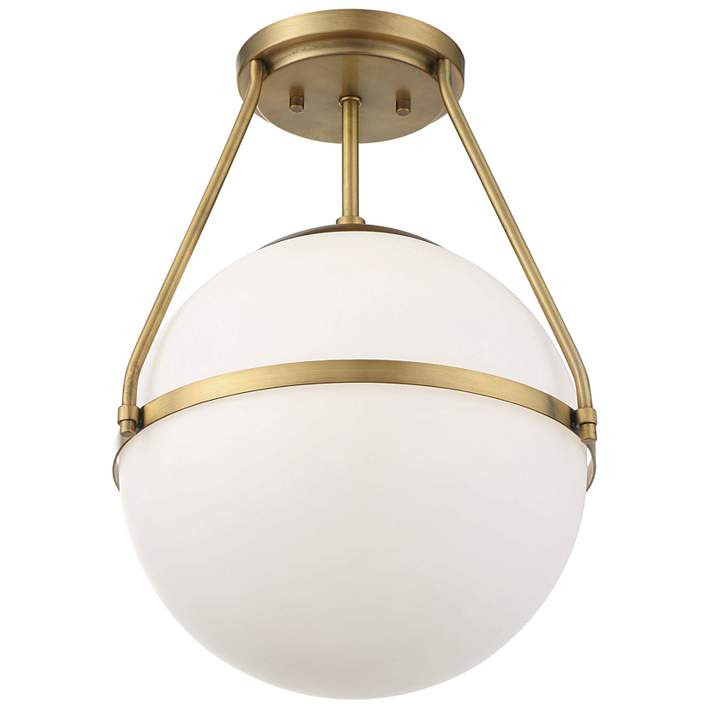 Savoy House Meridian 13.25" Wide Natural Brass 1-Light Ceiling Light | Lamps Plus