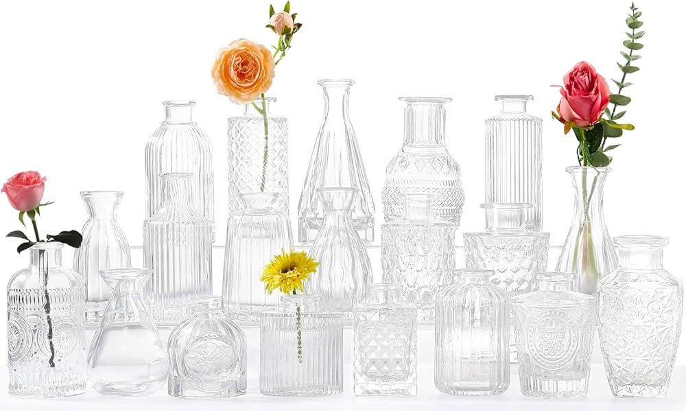 Vases for Flowers, Set of 20 Vintage Vases for Home Decor, Transparent Bud Vases for Dry Flower... | Amazon (CA)