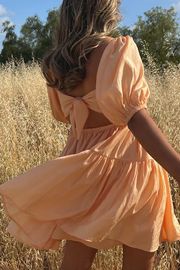 Brianna Tie Back Mini Dress - Orange | Petal & Pup (US)
