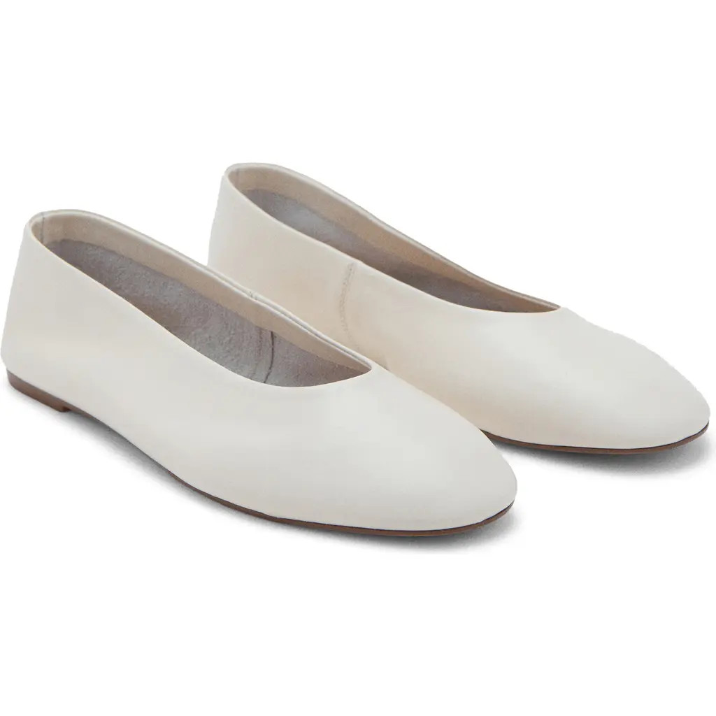 MANGO Leather Ballet Flat in Ecru at Nordstrom, Size 8.5Us | Nordstrom