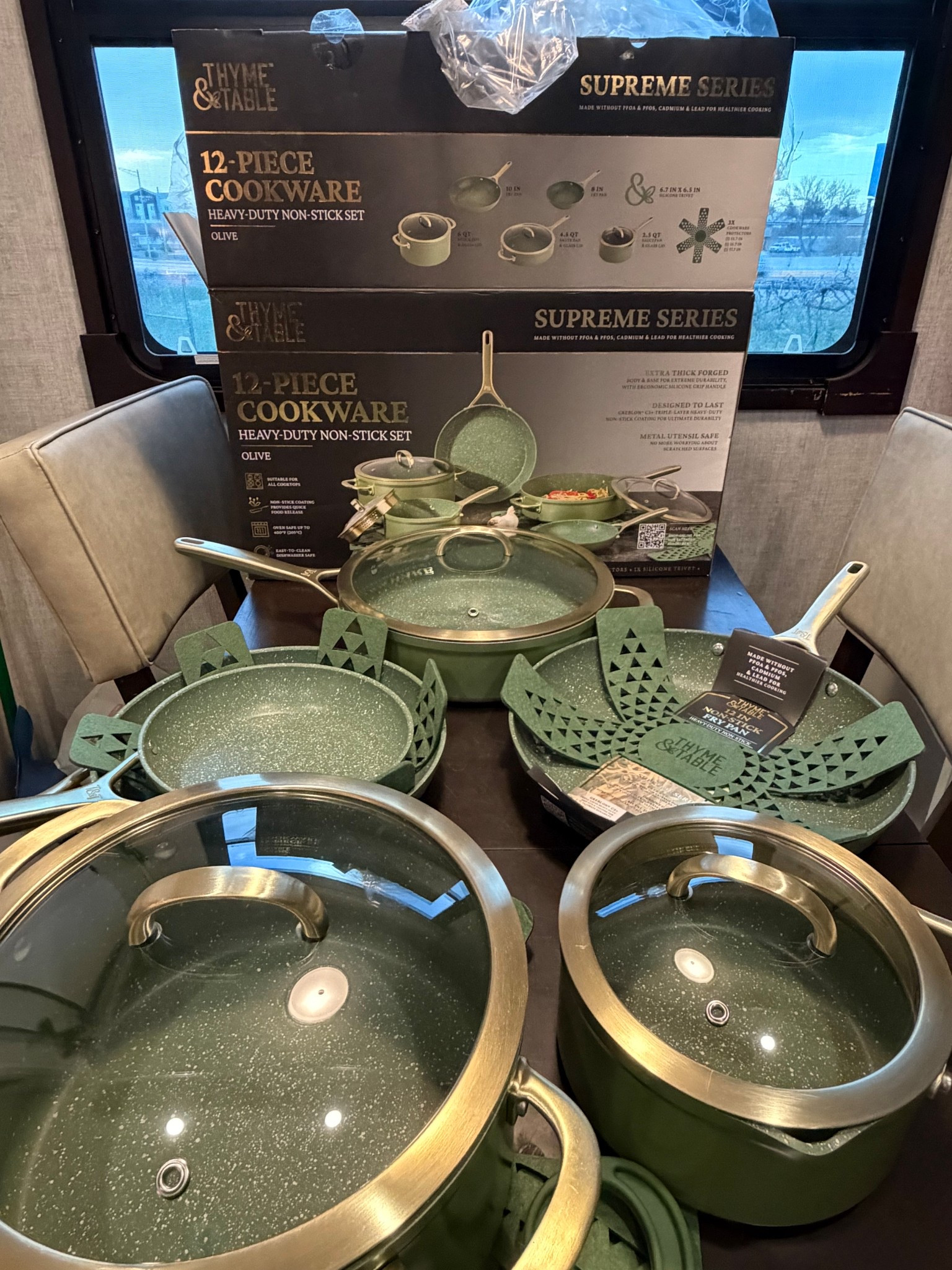 Obsessed is an understatement 😍 This 12-piece non-stick cookware set is giving ✨aesthetic + functional✨ — and yes, it’s RV kitchen approved. Lightweight, easy to clean, and the PRETTIEST olive green for that cozy mom-on-wheels vibe 💚🍳

Perfect for everyday meals, road life cooking, or upgrading your whole kitchen in one go 🙌

#LTKhome #LTKfinds #CookwareSet #HomeEssentials #RVLiving #RVKitchen #MomOnWheels #SimpleLiving #NonStickCookware #KitchenUpgrade 