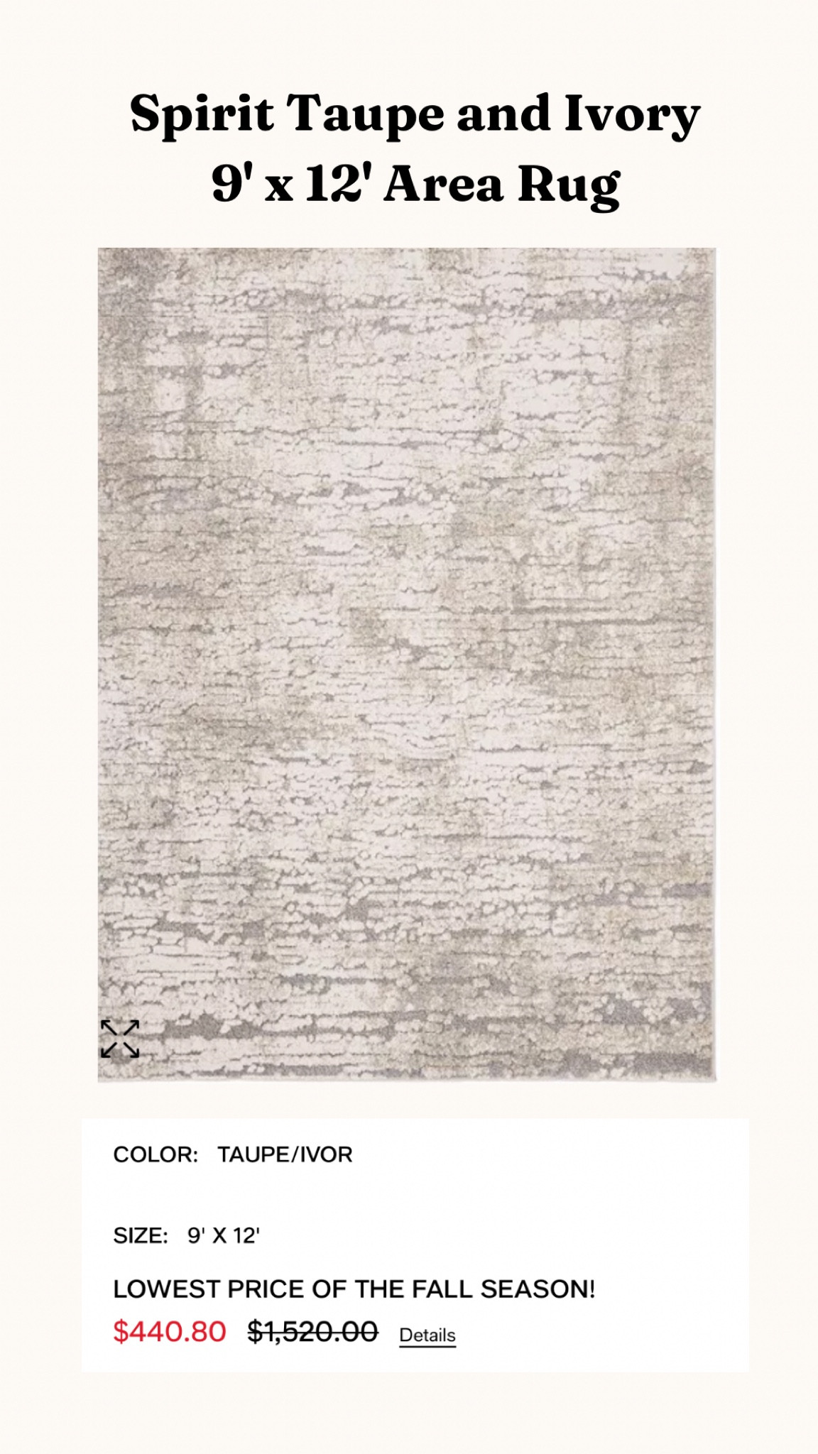 Step into luxury with this limited-time offer on this incredible and sophisticated 9x12 taupe and ivory area rug! A versatile piece is a must-have for home decor enthusiasts, easily blending with both modern and traditional styles to create a warm, inviting space. Don't miss the chance to elevate your home with a rug that combines timeless elegance with contemporary comfort. #HomeDecor #AreaRug #LuxuryLiving #TaupeRug #IvoryRug #InteriorDesign #ModernHome #TraditionalStyle #LimitedTimeOffer #ElevateYourHome

#LTKhome #LTKsalealert #LTKSale