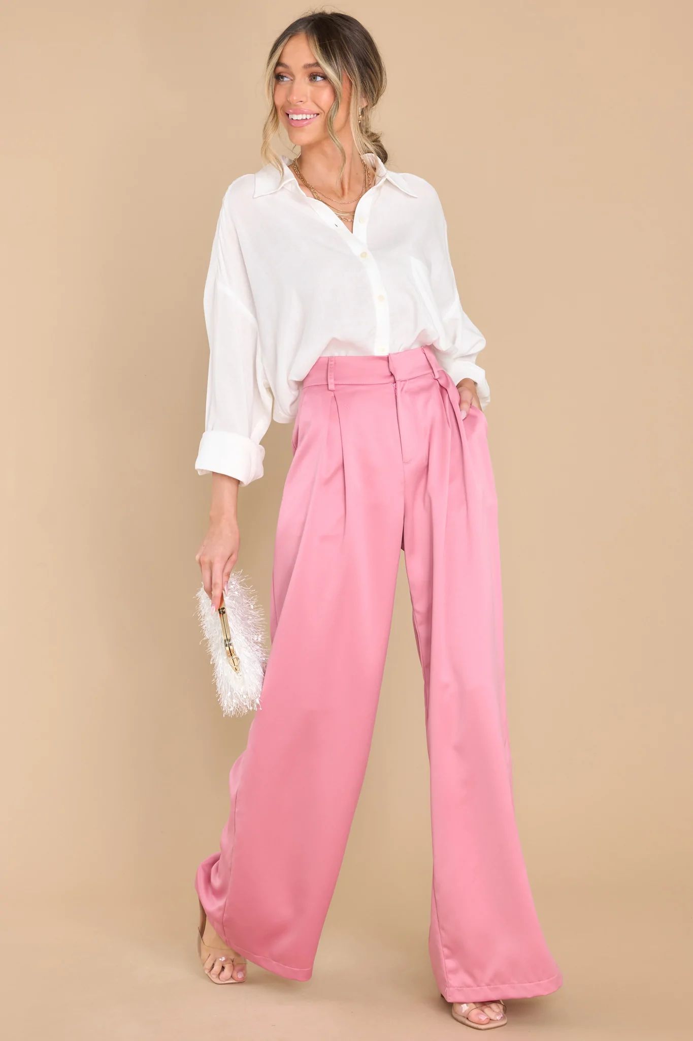 Pretty And Polished Mulberry Pink Pants | Red Dress 