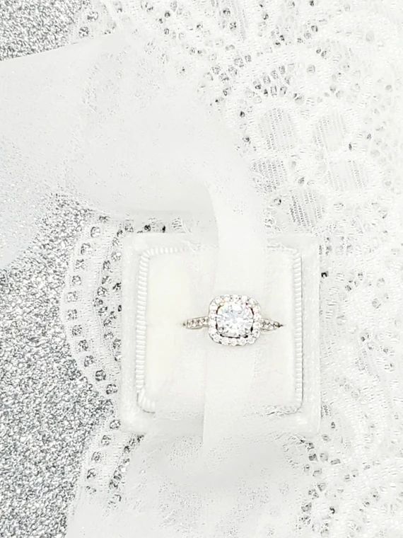 Square Velvet Ring Box-Pearl White Velvet-Lovely Single Ring Box-Monograms-Special Gift-Wedding R... | Etsy (US)