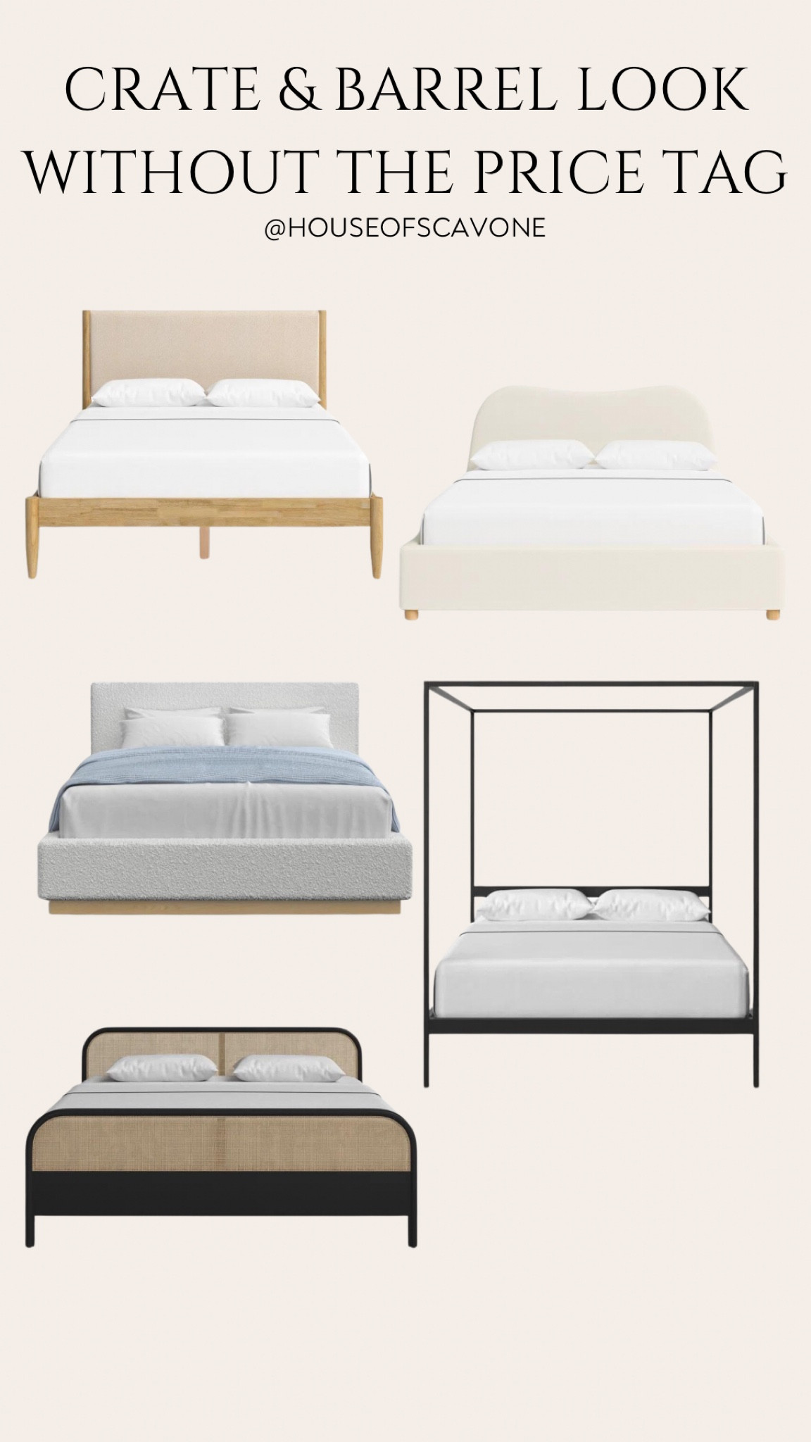 Crate and Barrel lookalike bed frames without the crate and barrel price tag #crateandbarrel #bedframe #bedroom #sherpa #metalbedrame #woodbedframe #cb #lookforless #samestyle 

#LTKSaleAlert #LTKHome