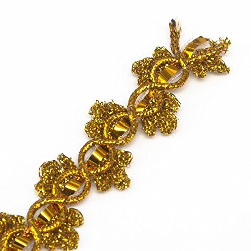 Braided Lace Ribbon Trim Gold Metallic Fabric Trimming Applique Decorated Sewing Supplies for Cloth  | Amazon (US)