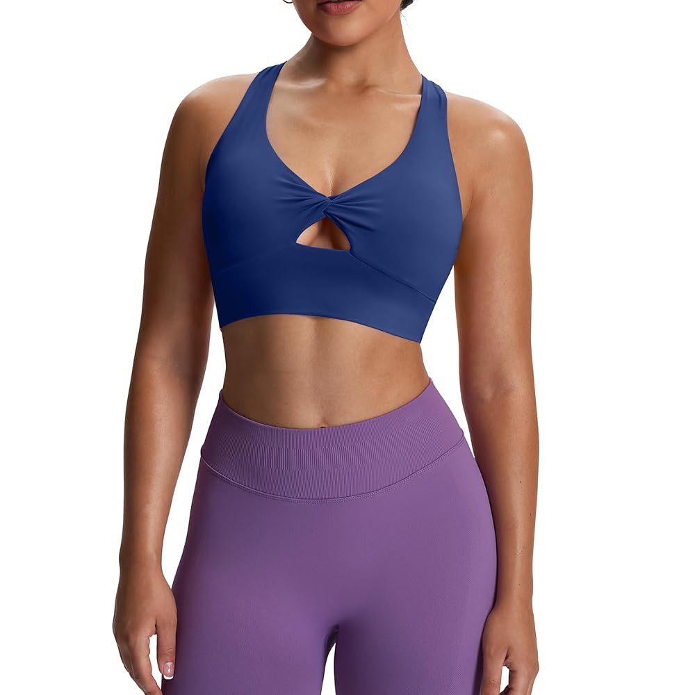 Aoxjox Women's Workout Sports Bras Twist Front Fitness Training Gym Bra Yoga Crop Lola Tank | Amazon (US)