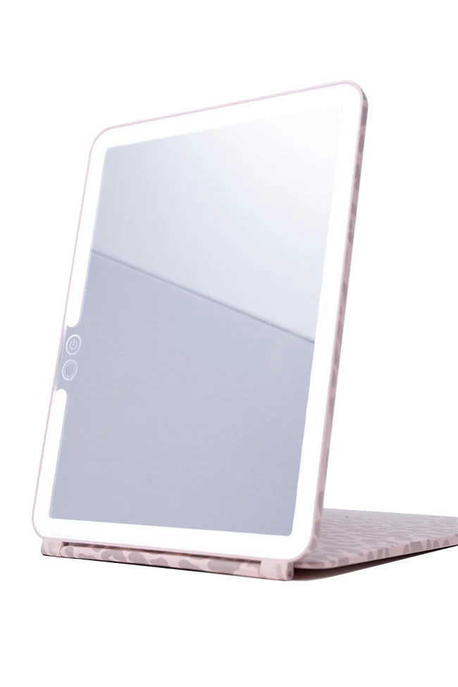 Reflect On Today Grey/Pink Leopard Large Folding Mirror | Pink Lily