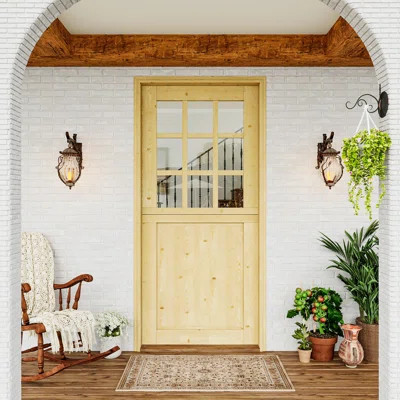 Dutch Door, Pine Solid Wood, 9-Lite Half Clear Glass 1-Panel Door Slab | Wayfair North America