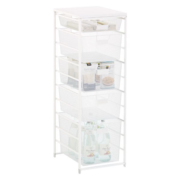 White Cabinet-Sized Elfa Mesh Pantry Storage | The Container Store