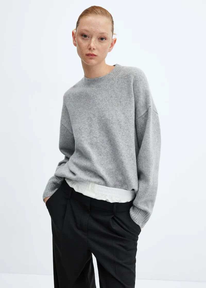 Round-neck knitted sweater  -  Women | Mango USA | MANGO (US)