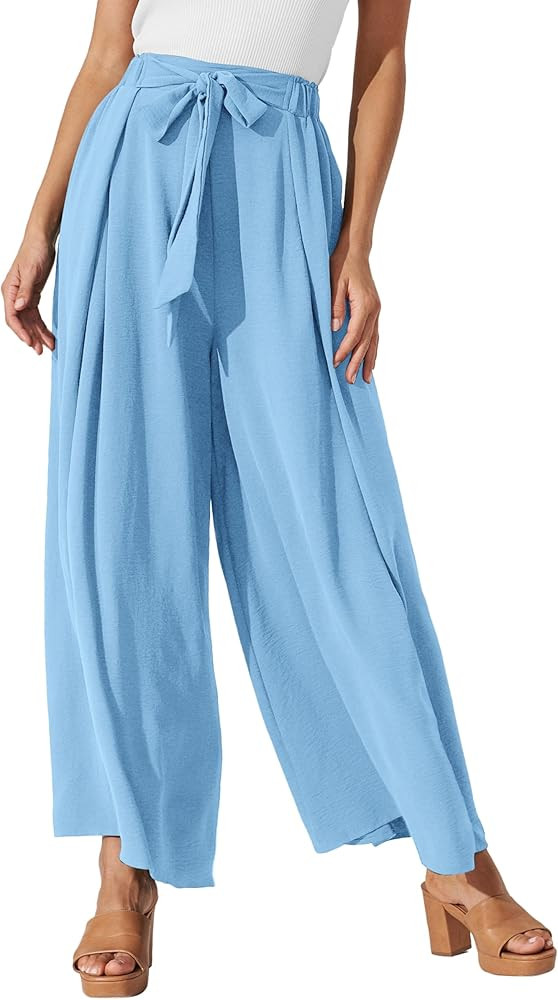 PRETTYGARDEN Women's Wide Leg Work Pants Business Casual High Waisted Loose Palazzo Trouser Summe... | Amazon (US)
