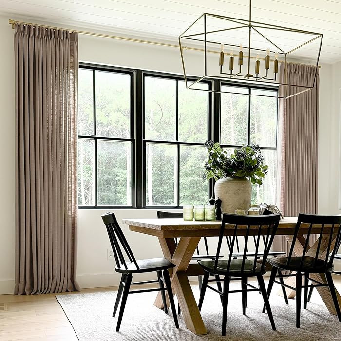 TWOPAGES Pinch Pleated Curtain 96 Inches Long Rust Brown Faux Linen Textured Curtain for Living R... | Amazon (US)