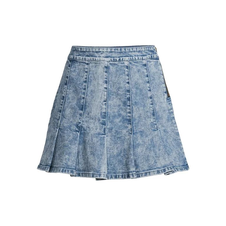 No Boundaries Juniors' Denim Pleated Skirt | Walmart (US)