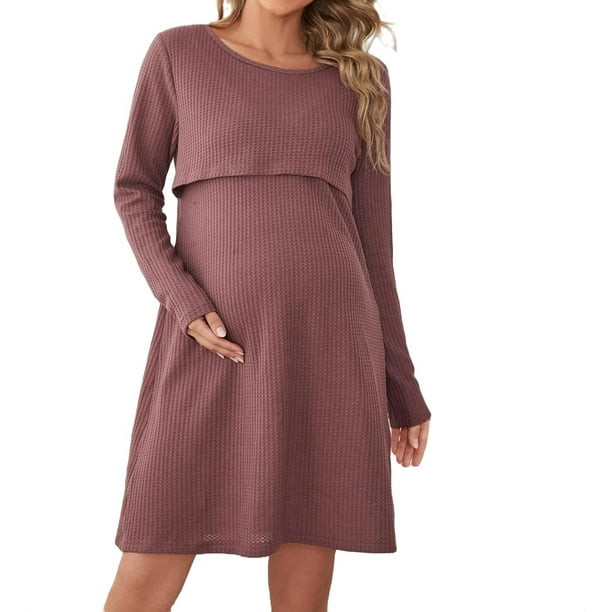 Maternity Loungewear Nursing Lounge Dress Redwood XL | Walmart (US)