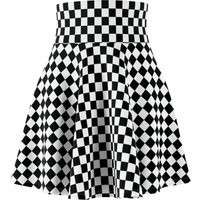 Black & White Check High Waist Skirt, Checkered Women's Skater Skirt | Aop | Etsy (US)