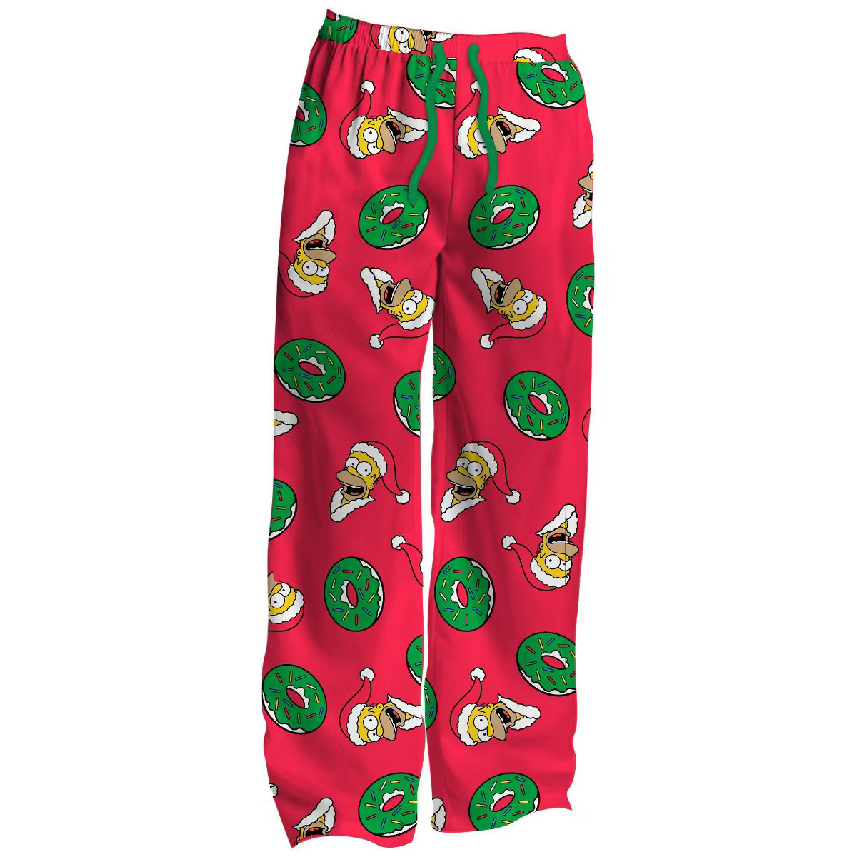 Men's Simpsons Fleece Pajama Pants - Red/Green | Target