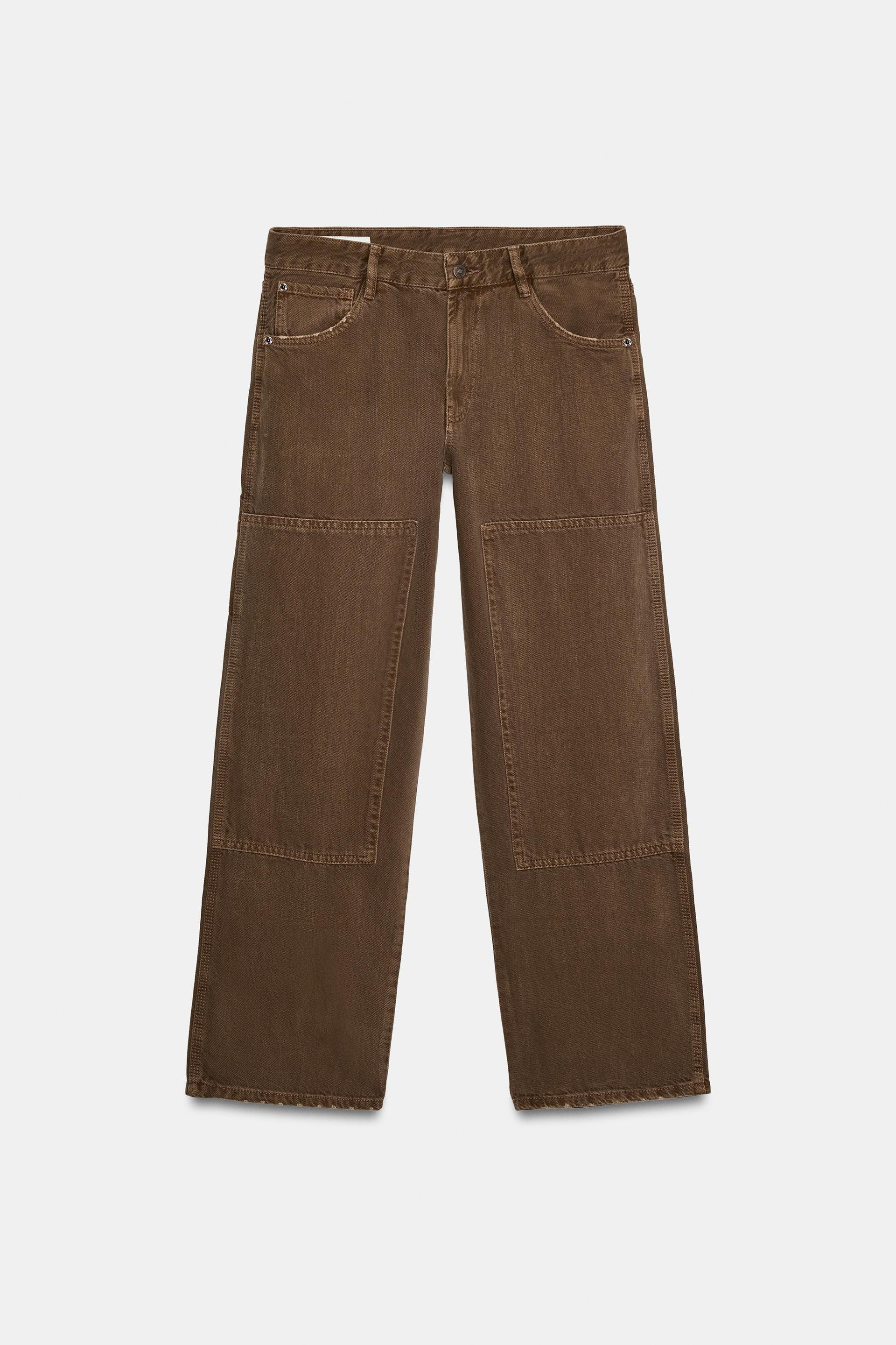 Zara - Straight-Leg Low-Rise Trf Jeans - Brown - 18 - Woman | Zara UK