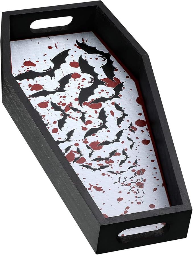 Coffin Shaped Craft Serving Box Wooden Halloween Serving Tray Candy Serving Trays with Handles Ru... | Amazon (US)