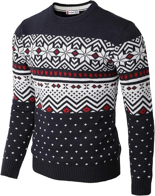 H2H Mens Casual Slim Fit Knitted Yarn Ugly Christmas Sweaters Holiday Party | Amazon (US)