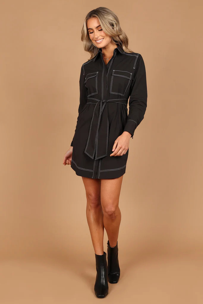 Morph Contrast Stitch Midi Dress - Black | Petal & Pup (US)