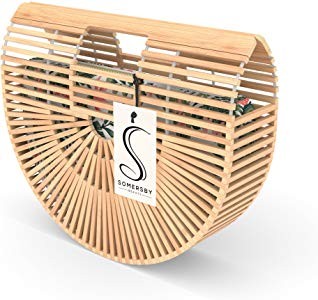 Bamboo Handbag - Womens Basket Bag with Purse Insert - Handmade Summer Tote | Amazon (US)