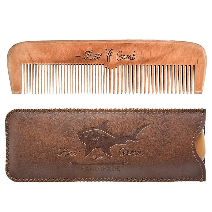 Wooden Hair Combs for Men,Men's Wood Beard Comb with Leather Travel Case,Mens Combs for Hair,Kids... | Amazon (US)