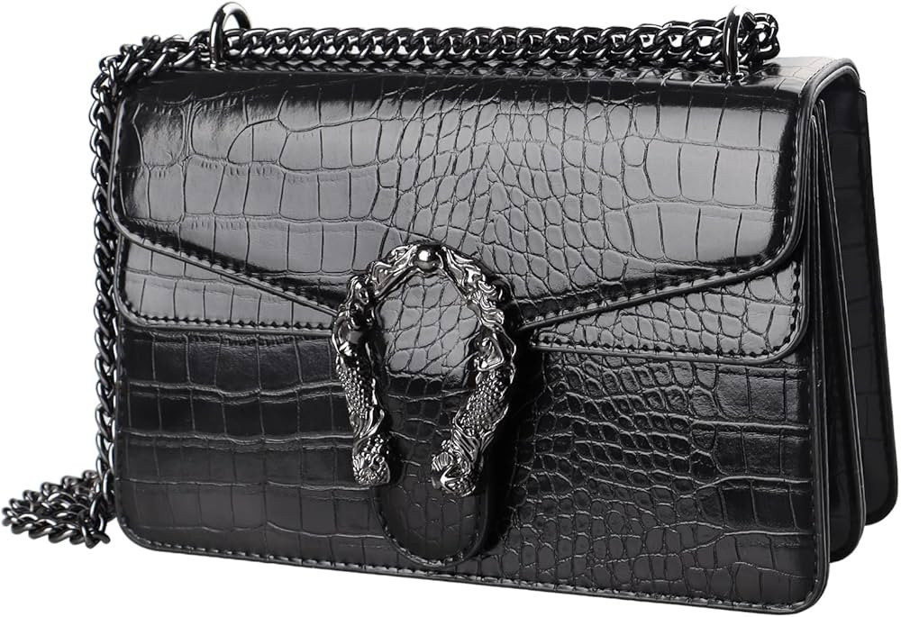 Crossbody Shoulder Bag for Women Luxurious Snake Print Leather Chain Tote Evening Square Handbag ... | Amazon (CA)