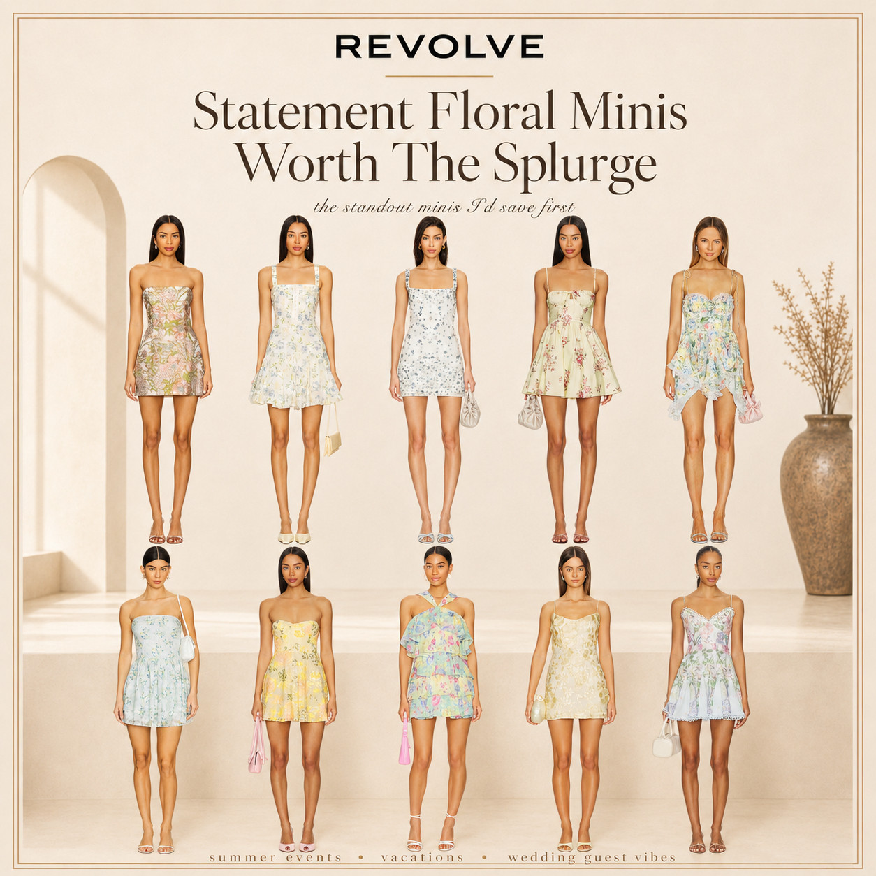 @Revolve Summer Chic | Floral Mini Event Dresses ☀️ 

Statement Floral Minis Worth The Splurge!!

These are the kind of REVOLVE floral mini dresses that make the whole outfit — no overthinking, no extra styling needed. 

The prints feel soft, feminine, and elevated, but the silhouettes still give that standout “where did you get that?” energy for summer events.

I’d save these first for wedding guest outfits, bridal showers, bachelorette weekends, graduation parties, birthday dinners, vacation nights, brunch, garden parties, beach trips, and any summer plans where you want to look polished without trying too hard. 

The pastel florals, blue and yellow tones, mini lengths, flattering fits, delicate straps, ruffle details, and structured shapes all feel luxe, expensive, and so photo-ready.

These are definitely splurge-worthy pieces, but they’re also the kind of dresses you can rewear for multiple events instead of buying something once and letting it sit. 

Add strappy heels, a mini bag, gold jewelry, and you’re done. 💐✨

↓ Everything is linked!

#LTKSaleAlert #LTKPetite #LTKTravel
