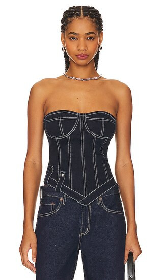 superdown Kenny Bustier Top in Denim-Dark. | Revolve Clothing (Global)