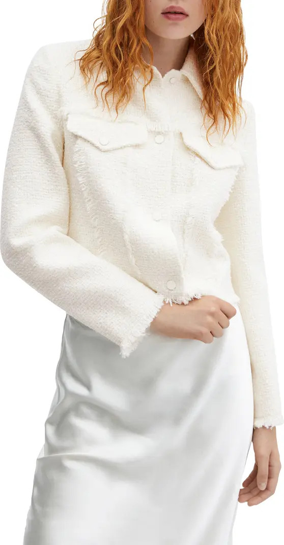 Fringed Seams Tweed Crop Jacket | Nordstrom