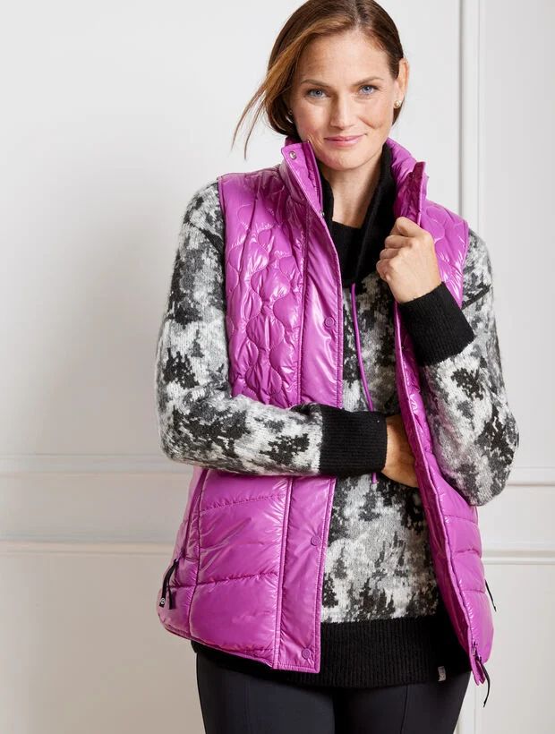 High Shine High-Low Hem Quilted Puffer Vest | Talbots