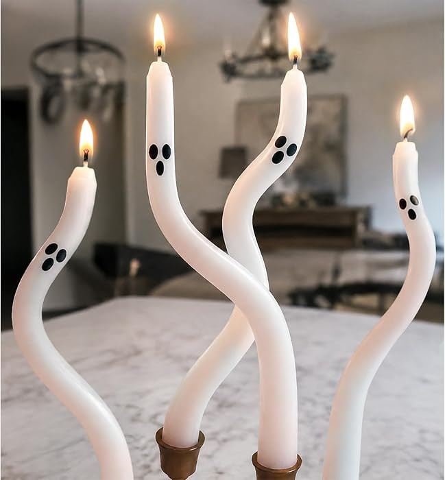 Halloween Decorations Indoor - 4 Pack Cute Ghost Taper Candles - Halloween Centerpieces for Table... | Amazon (US)