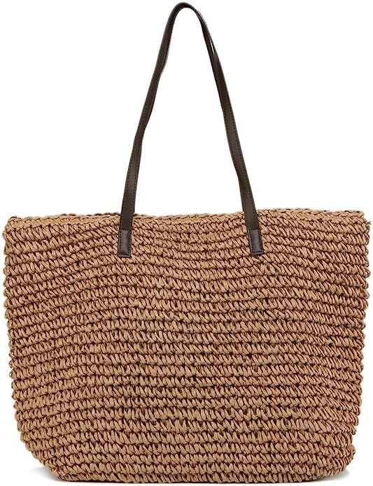 ILISHOP Women's Classic Woven Straw Tote Summer Beach Weaving Handbag Shoulder Bag | Amazon (US)
