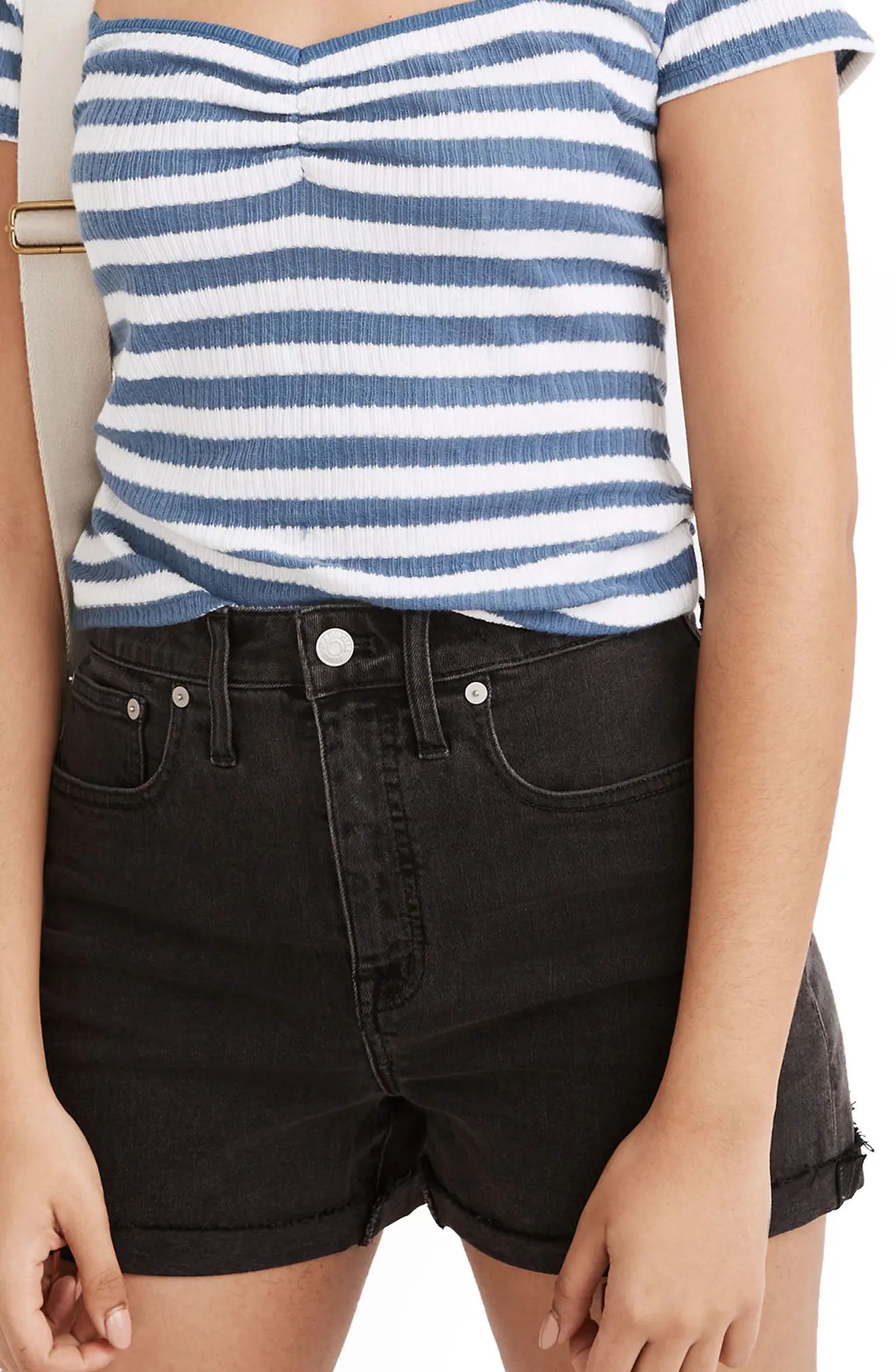Women's Madewell Curvy High-Rise Denim Shorts, Size 24 - Black | Nordstrom