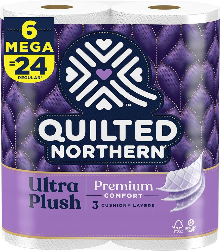 Amazon.com: Quilted Northern Ultra Plush Toilet Paper, 6 Mega Rolls = 24 Regular Rolls ( packagin... | Amazon (US)