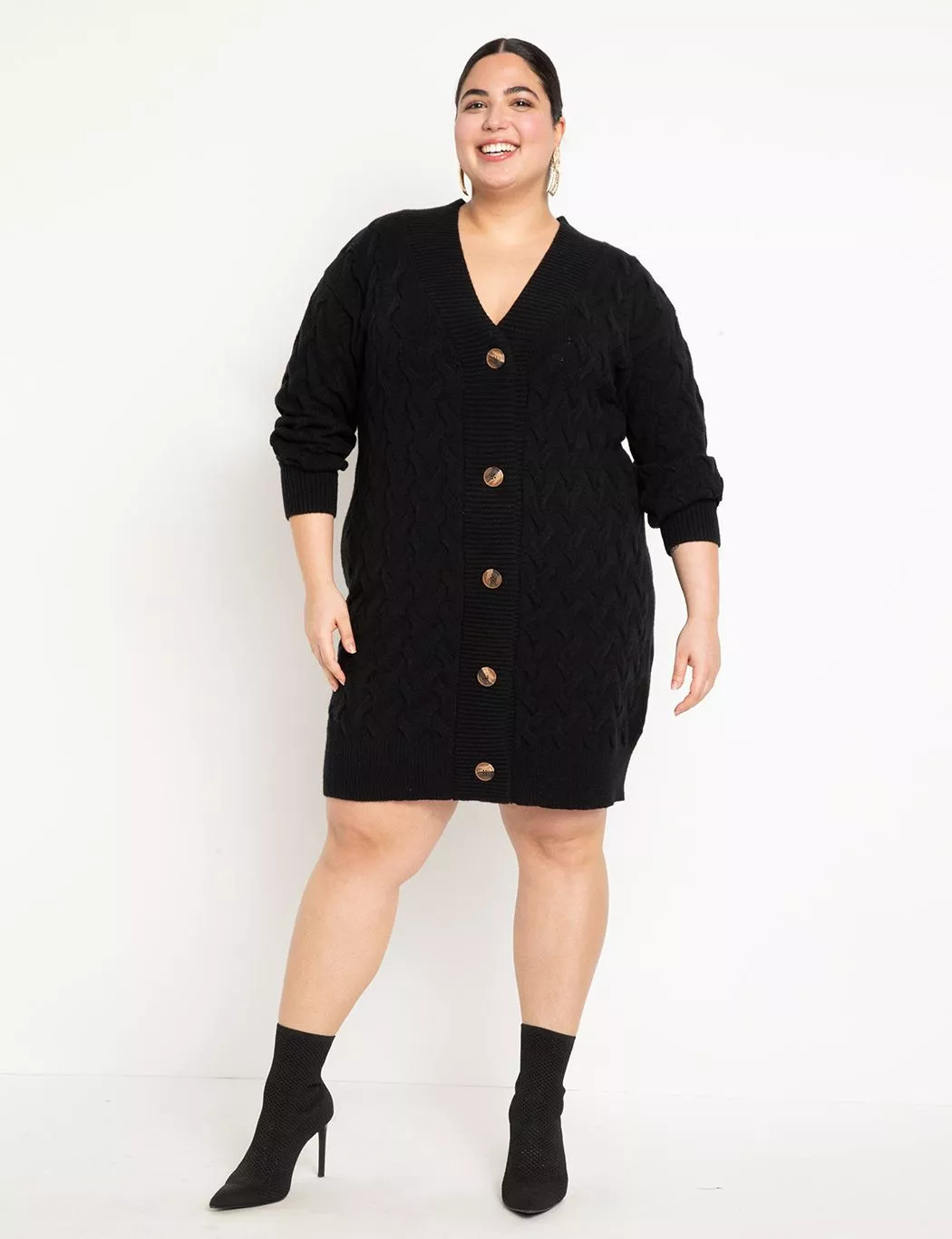 Novelty Stitch Cardigan Sweater Dress | Women's Plus Size Dresses | ELOQUII | Eloquii