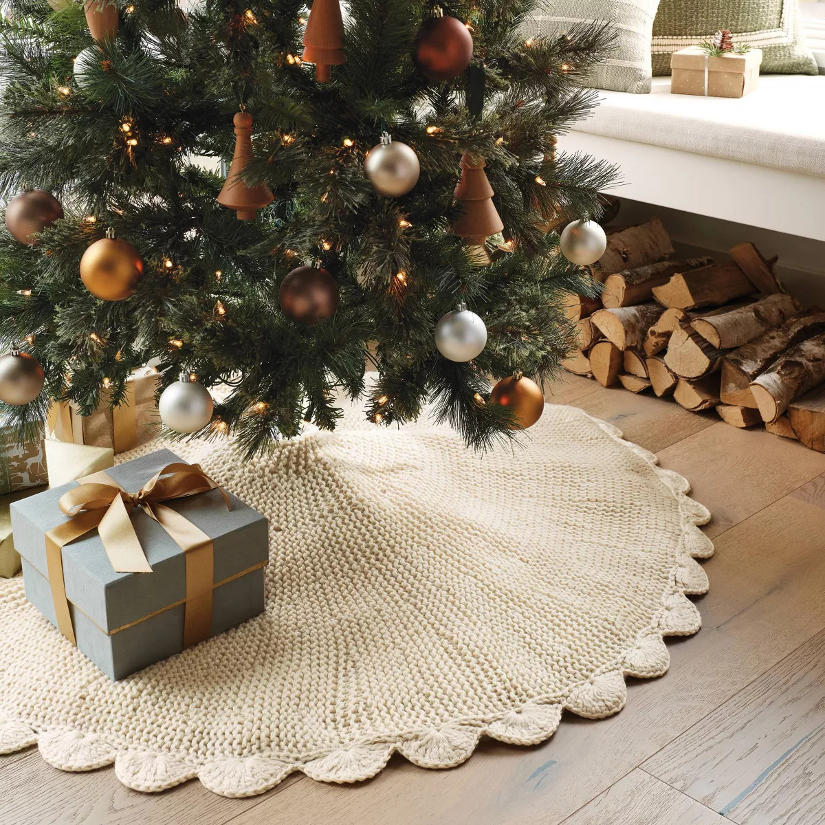 Scalloped Knit Tree Skirt Cream - Threshold™ designed with Studio McGee | Target