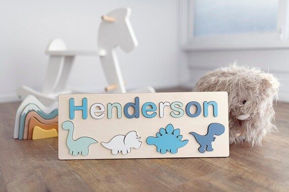 Dinosaur Personalized Wooden Name Puzzle Baby Gift Nursery | Etsy | Etsy (US)