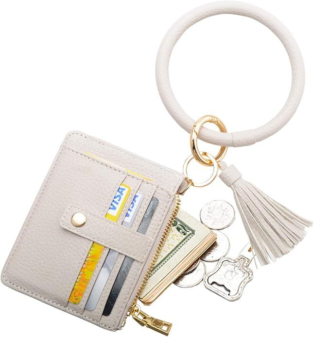 COOLANS Wristlet Bracelet Keychain Pocket Credit Card Holder Leather Purse Tassel Keychain Bangle... | Amazon (US)