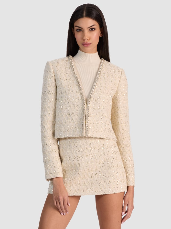 KIDMAN EMBELLISHED TWEED JACKET | Alice + Olivia