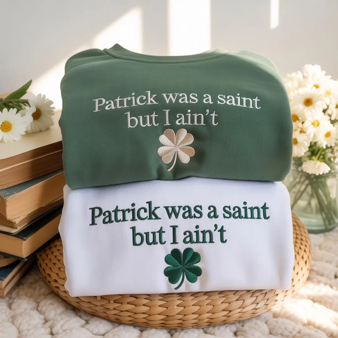 Embroidered St Patrick's Day Sweatshirt, Funny Irish Shamrock Tee | Etsy (US)