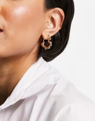 DesignB London molten metal hoop earrings in gold | ASOS (Global)