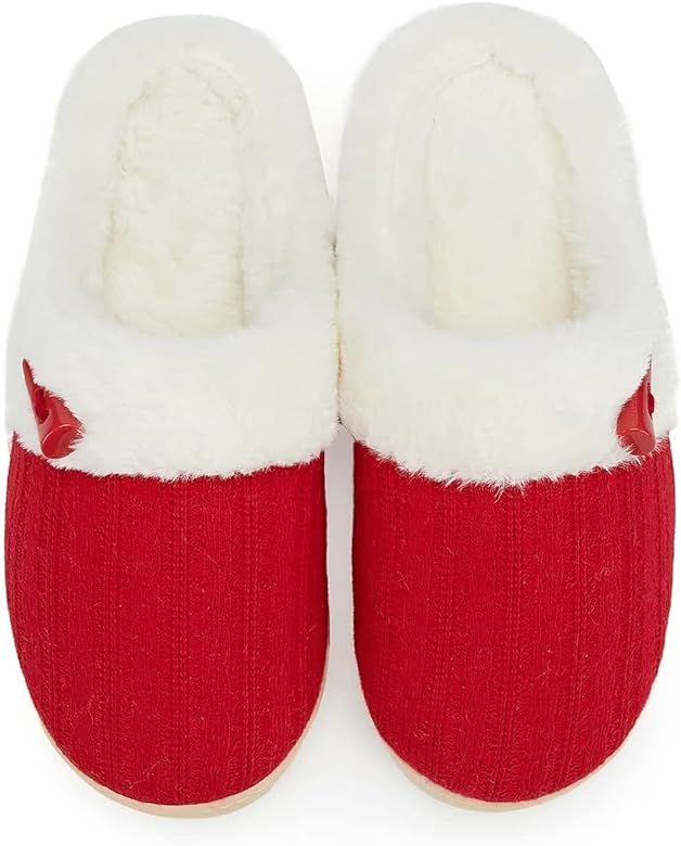NineCiFun Women's Slip on Fuzzy House Slippers Memory Foam Slippers Scuff Outdoor Indoor Warm Plu... | Amazon (US)